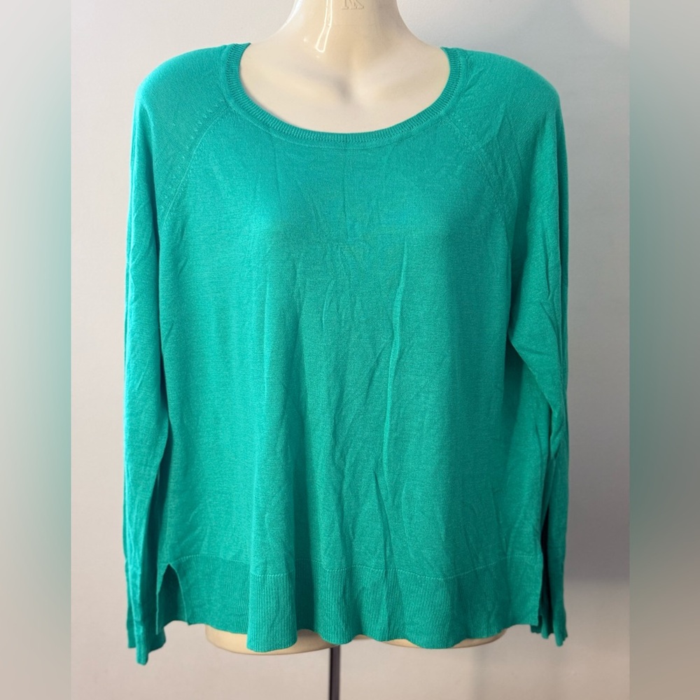 Zara Women's Cropped Crewneck Pullover Sweater Green - Size M